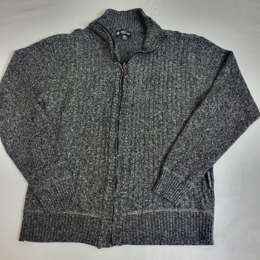 Akademiks Men's L/XL Grey Marled Knit Full Zip Sweater
